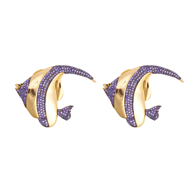 Purple Fish Earring